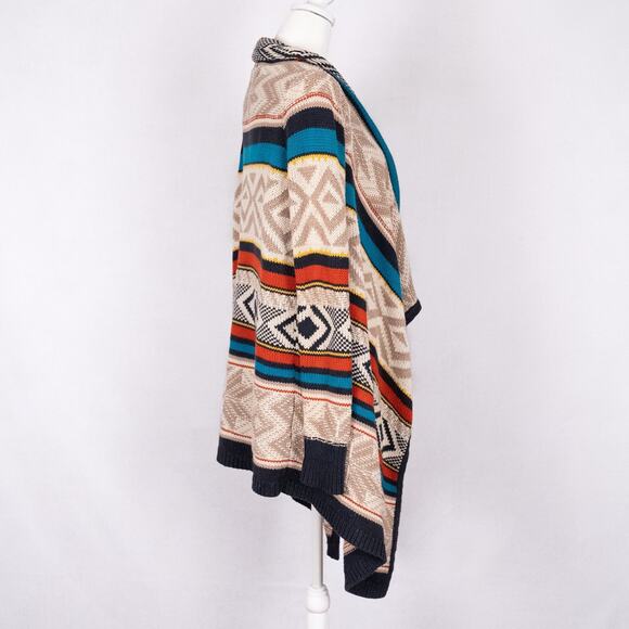 Old Navy Southwestern Aztec Blanket Shawl Style Sweater Women's SMALL Cozy Cabin - Picture 6 of 7